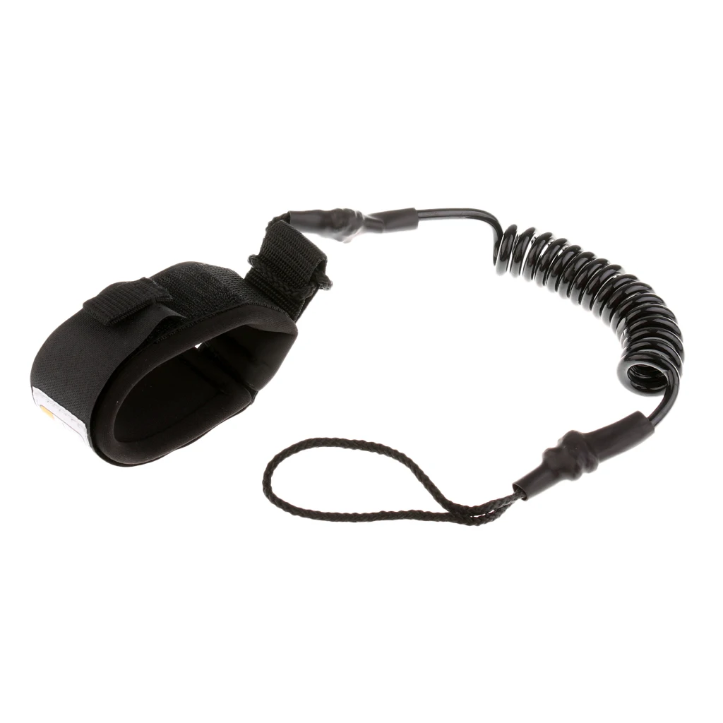 Surfboard Longboard Leash 5' Coiled Stand-Up Paddle Board Leash SUP - Black