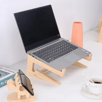 

Wood Laptop Stand Increased Height Holder For PC Laptop Macbook Notebook Mobile Phone Vertical Base Cooling Storage Stand