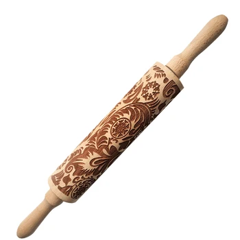 

Snow Flower Vine And Nelumbo Nucifera Rolling Pin for Dough for Pizza Cake And Biscuits Rolling Pin Kitchen Tools