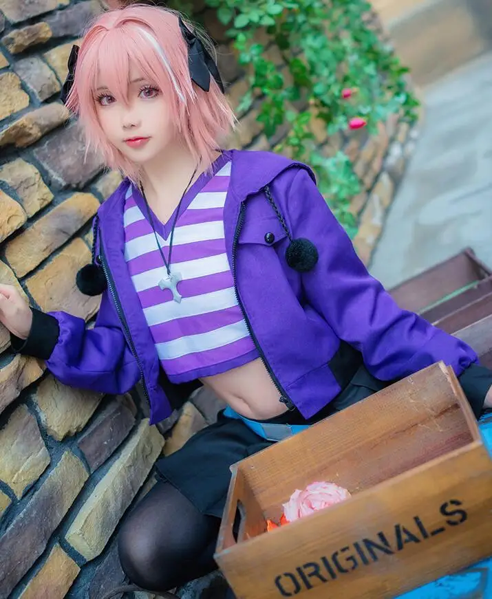 Fate Grand Order FGO apocripha Косплей Костюм FA Rider Astolfo Косплей Костюм Повседневный костюм пальто парик