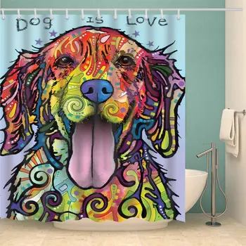 

Dog Shower Curtain,3D Bathroom Colorful Lovely Cartoon Dog Home Decor Shower Curtain with Hook Waterproof Polyester 70x70 inch