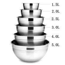 6Pcs Stainless Steel Bowls Set 1.5-5L Capacity Nesting Mixing Bowl Kitchen Cooking Salad Bowls Vegetable Food Storage Container