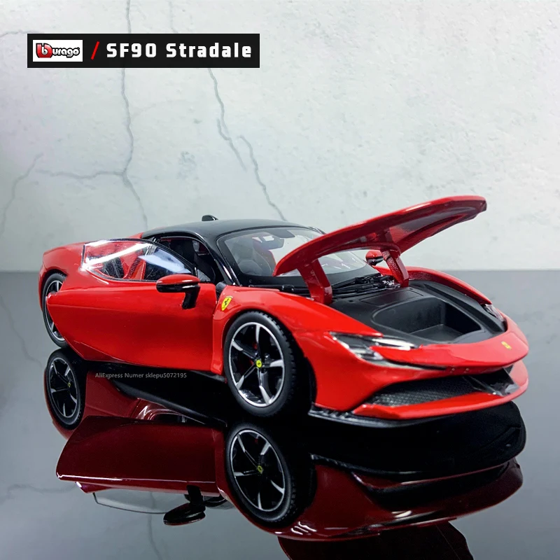 Burago 1:24 Ferrari SF90 Stradale Racing Diecast Model Car Red Collection Gift Burago 1:24 Ferrari SF90 Stradale Racing Diecast Model Car Red Collection Gift