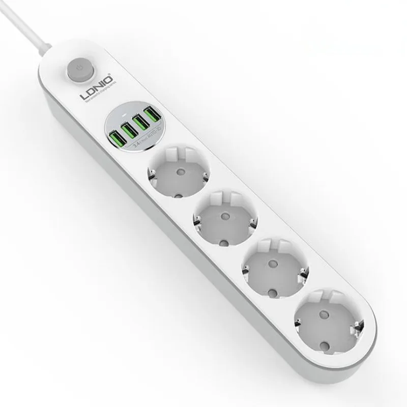 

Power Strip EU plug with Master switch 4 USB Fast Charging 250V 3.4A USB Quick charge Power Socket 2M Cord Surge Protector plug