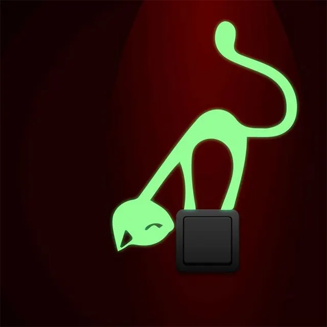 Aranyos Szemtelen Macska Fényes Kapcsoló Falmatrica Nappali Hálószoba Ragyog A Sötét Dekoráció Otthoni Matricákban Fluoreszkáló Matricák - Image 2