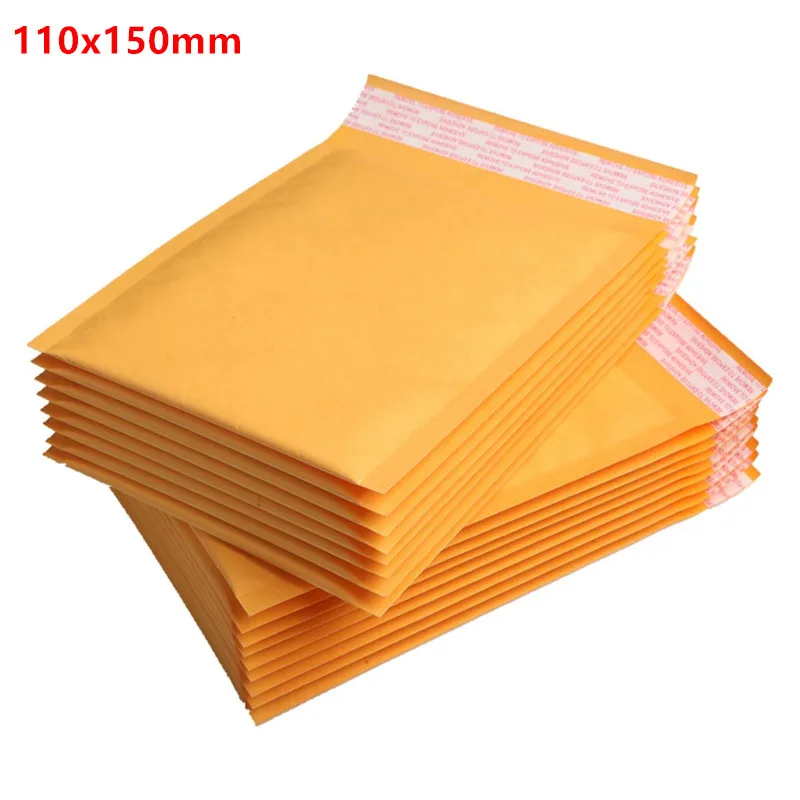 50 шт./лот 110x150 мм крафт-бумага для почтовых отправлений, Пузырьковые конверты, пакеты для почтовых отправлений, мягкий конверт для доставки, пузырьковый почтовый пакет