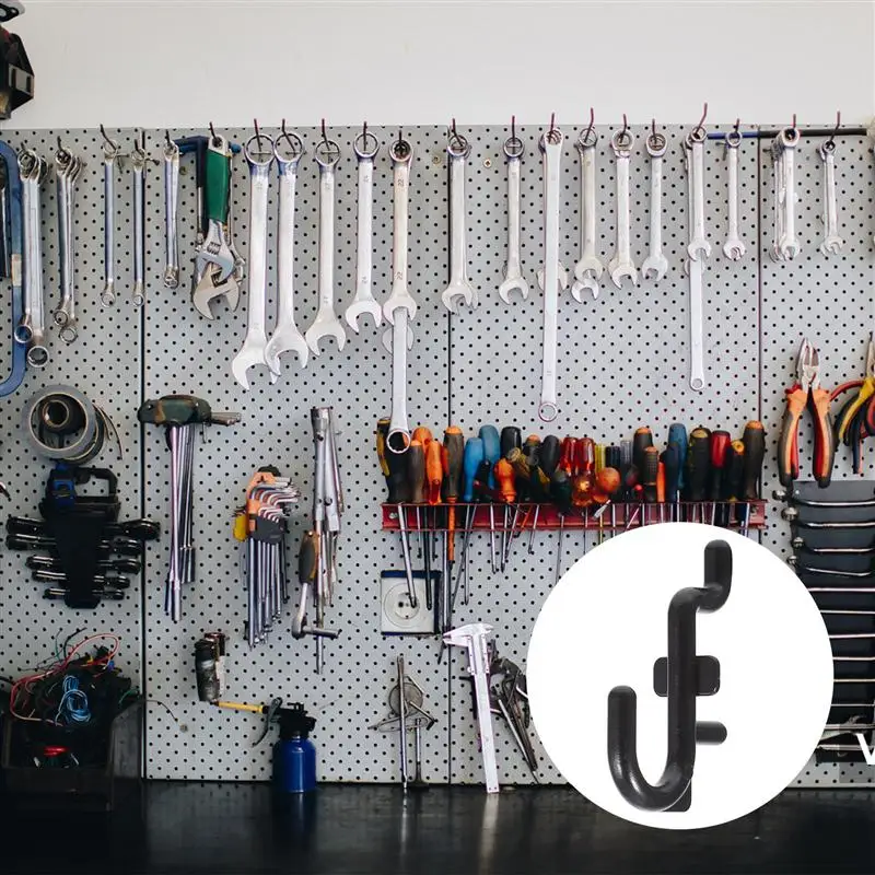 Multi Purpose Hooks 50PCS Peg Board Hook Plastic J Style Display Hook Shelf Hanging Supply Hole Plate Garage Storage Rack J-Type