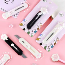 Mini couteau utilitaire d'art griffe de chat de poche, 1 pièce, boîte Express, couteau en papier, couteau artisanal, outil de bricolage Portable pour l'école et le bureau