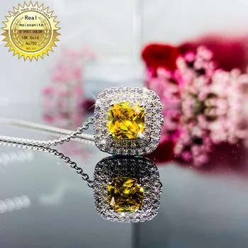شراءAu750 18K الصلبة عقد ذهب 1ct الأصفر مويسانيت الماس DVVS اللون مع شهادة وطنية