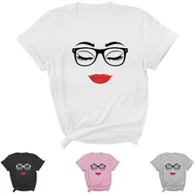 

Eyelashes with Lips Letter Print Women T Shirt Short Sleeve ONeck Loose Women Tshirt Ladies Tee Shirt Tops Camisetas Mujer