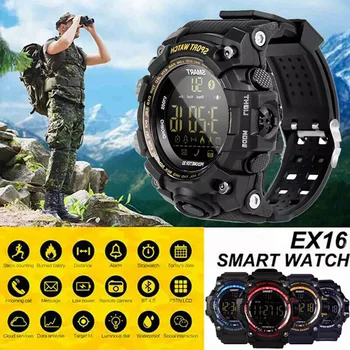 

New Bluetooth Clock EX16 Smart Watch Notification Remote Control Pedometer Sport BRACELET IP67 Waterproof Band For Android IOS