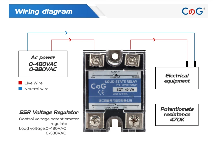 CG SSR-10VA 25VA 40VA SSR однофазный регулятор напряжения реле теплоотвод 10A 25A 40A VA твердотельное реле