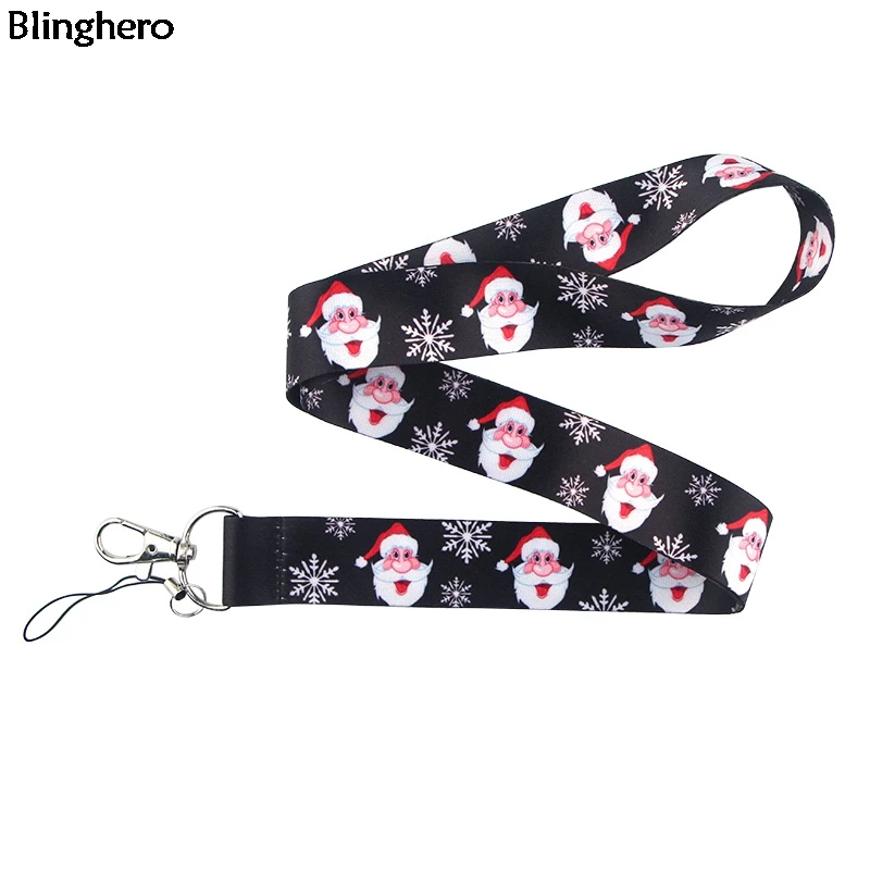 Blinghero 1 шт. Рождественский Санта Клаус ремешок для ключей мобильный телефон шейный ремешок брелок висячая веревка USB держатели для значков подарок BH0342 - Цвет: 1