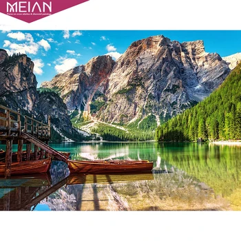 

2020 MEIAN Mountain Diamond Painting 5D DIY Full Round Diamonds Embroidery Landscape Kits Decorations Home