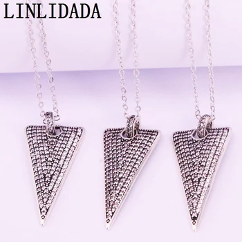 

5Pcs Clear CZ Cubic Zirconia Vintage Silver Color Triangle Pendant Necklace For Women Jewelry Party Gift