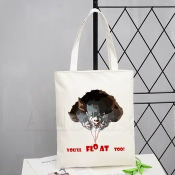 

The Dancing Clown Pennywise Fashion Canvas Bag Women Girls Simple Large Capacity Storage Handbag Tote Reusable Student Bookbag