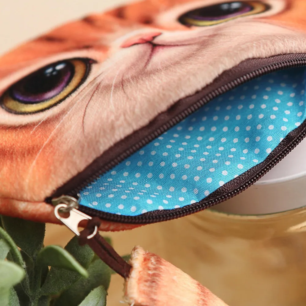 Лидер продаж, кошелек для монет, 3D принт, кот, Детский плюшевый Кошелек на молнии, кошелек для мелочи для детей, для девочек, женские подарки, Sac