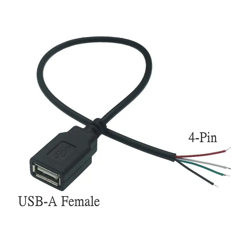 0.3m/1m/2m Power Supply Cable 2 Pin USB 2.0 A Female Male 4 Pin Wire Jack Charger Charging Cord Extension Connector DIY 5V Line