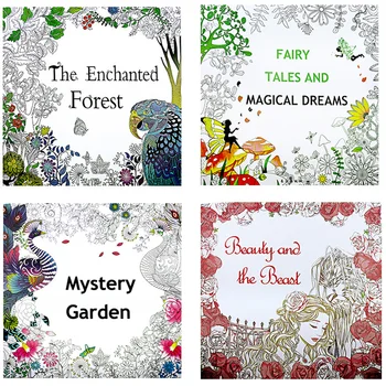 

English Adult mystery Garden Treasure Hunt Coloring Painting Book