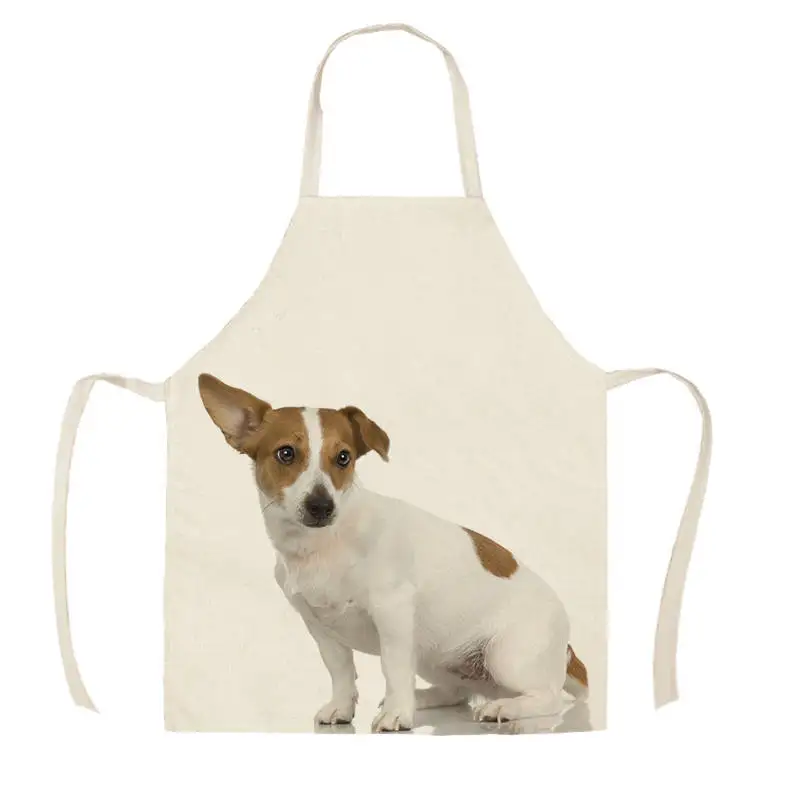 1Pcs Kitchen Apron Cute Pet Dogs/Cats Printing Sleeveless Cotton Linen Aprons for Men Women Home Cleaning Tools WQ360