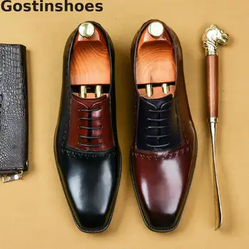 

Luxury Leather Shoes For Men Cow Leather Oxfords Brown Black Lace-up Men Shoes Dress Office Wear Men Formal Shoes Business