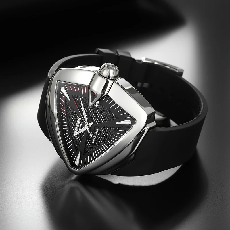 OUPAI 2021 New Arrival Triangle Ventura Automatic Watch Men Sport Waterproof with Calendar Rubber Strap Limited Edition Watch