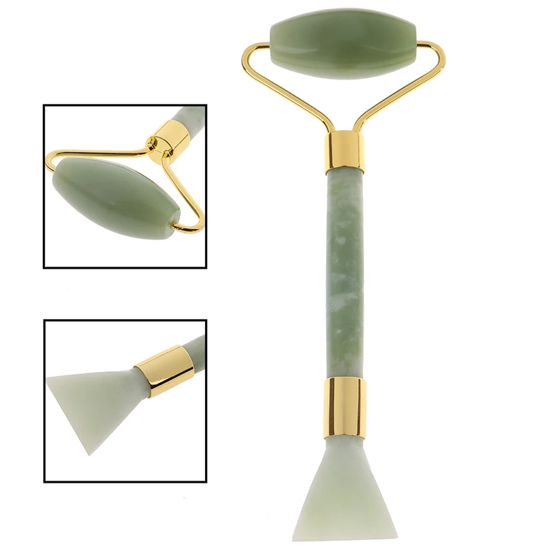 Jade Stone Facial Massage Roller For Face Neck Natural Massager Green Guasha Scraper Set Thin Lift Beauty Slimming Tools