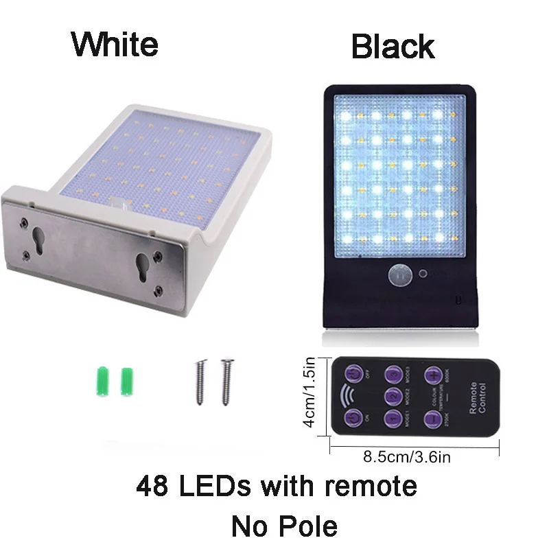 Обновленный 48 светодиодов солнечный светильник с регулируемым цветом с контроллером три режима водонепроницаемый светильник s для наружного сада настенный уличный - Испускаемый цвет: 48 LEDs Without Pole