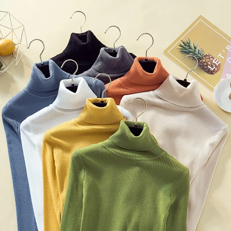 

Soft Turtleneck Cashmere Sweater Women Winter Knitted Solid Sweater Ladies Bodycon Basic Pullovers Skinny Female Pure Jumper
