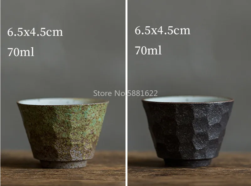 Tea Cup Japanese Coarse Pottery Handmade Ceramic Kung Fu Small Bowl Retro Home Decor