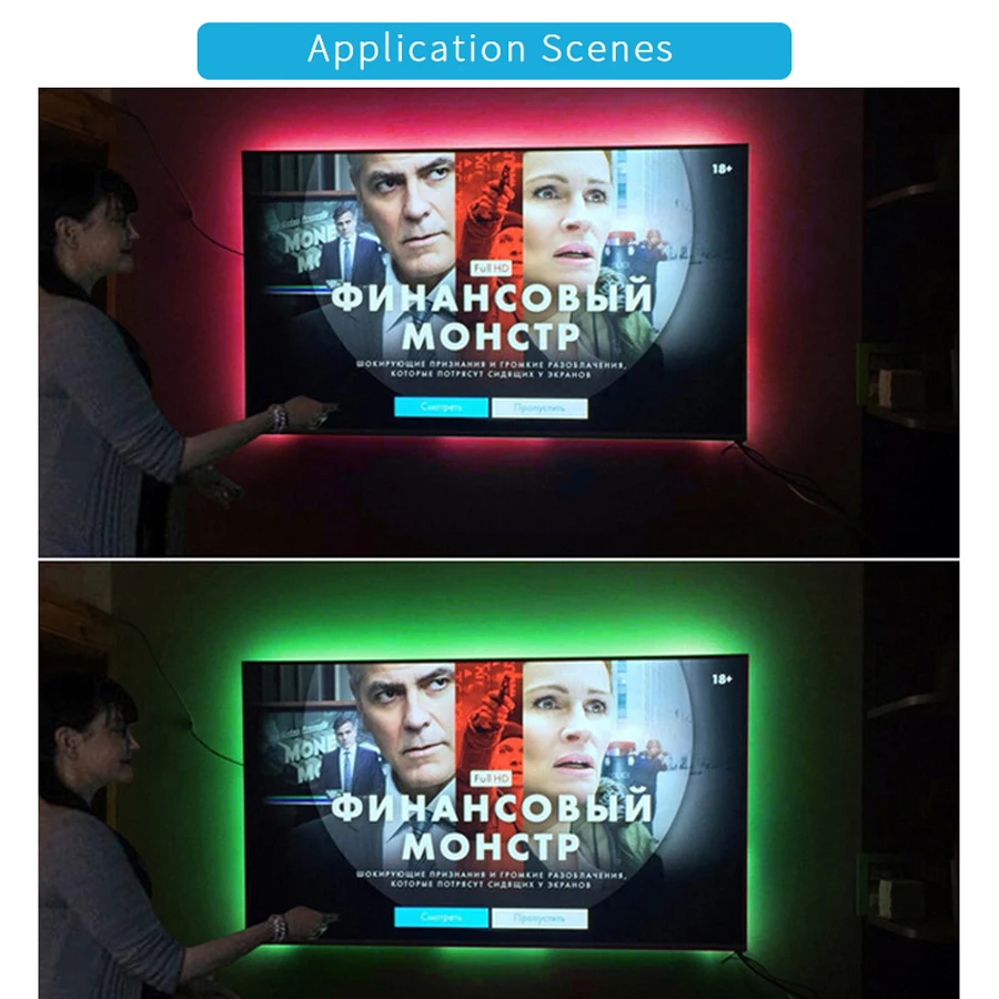 Светодиодная лента 5 В USB кабель мощный гибкий светильник RGB/белый/теплый белый 1 м