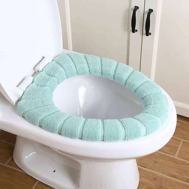 1 шт. бытовые принадлежности для ванной комнаты, крышка для унитаза, набор утолщенных теплых уплотнительных подушечек для унитаза, крышка для унитаза - Цвет: Зеленый