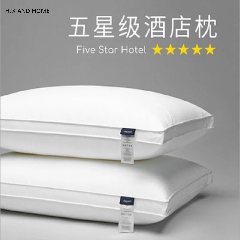 Almohada de hotel de cinco estrellas, 100% de algodón, tamaño estándar, almohadas ortopédicas para cuello, Salud para dormir