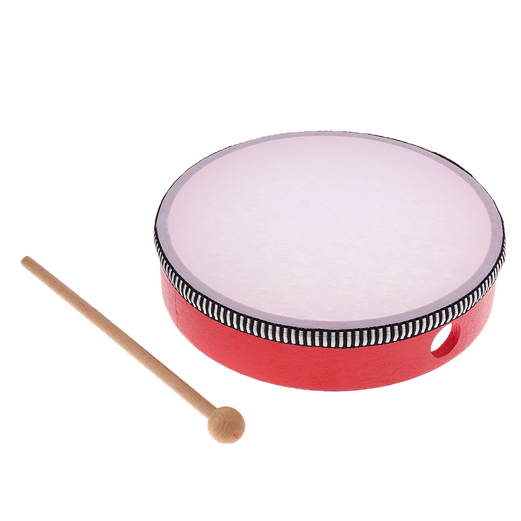 Red 8inch 1 комплект Ручной Ударный барабан с палкой музыкальные игрушки для детей подарок - Цвет: Red 8inch