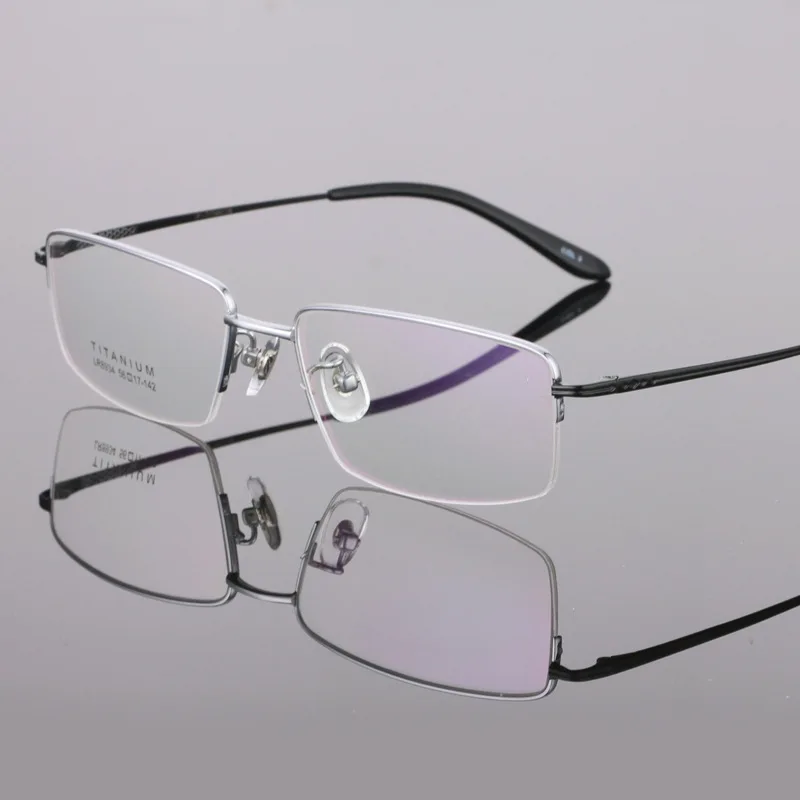Pure Titanium Glasses Frame High Quality Half Frame Glasses Business Men's Prescription Glasses Men Accessories - Цвет оправы: Серебристый