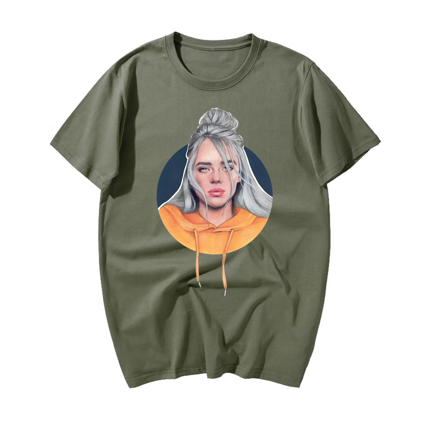 Лидер продаж, летние футболки с принтом Billie Eilish, модная черная футболка, брендовая футболка, мужские топы, хлопковая повседневная черная уличная одежда - Цвет: Dark Green 6