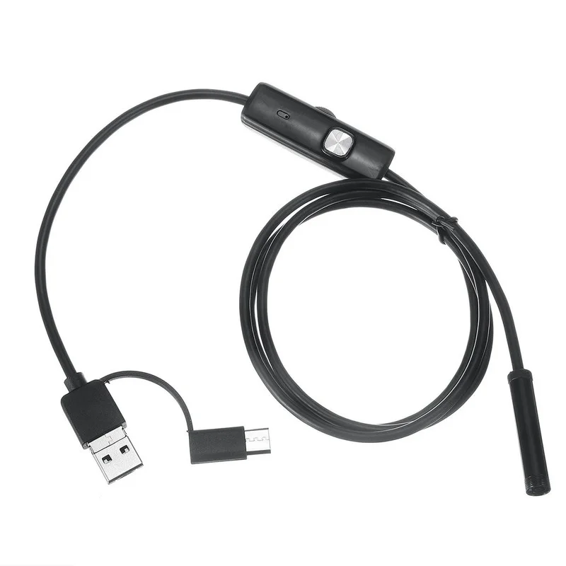 3 In 1 USB Borescope 7mm 6 LED Waterproof Camera Soft Cable For Laptop Android PC |
