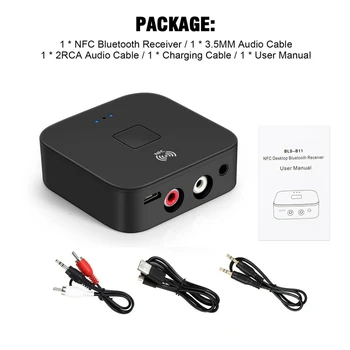 

NFC Bluetooth 5.0 Receiver Wireless 3.5mm Jack AUX NFC to 2 RCA Audio Stereo Adapter Receiver