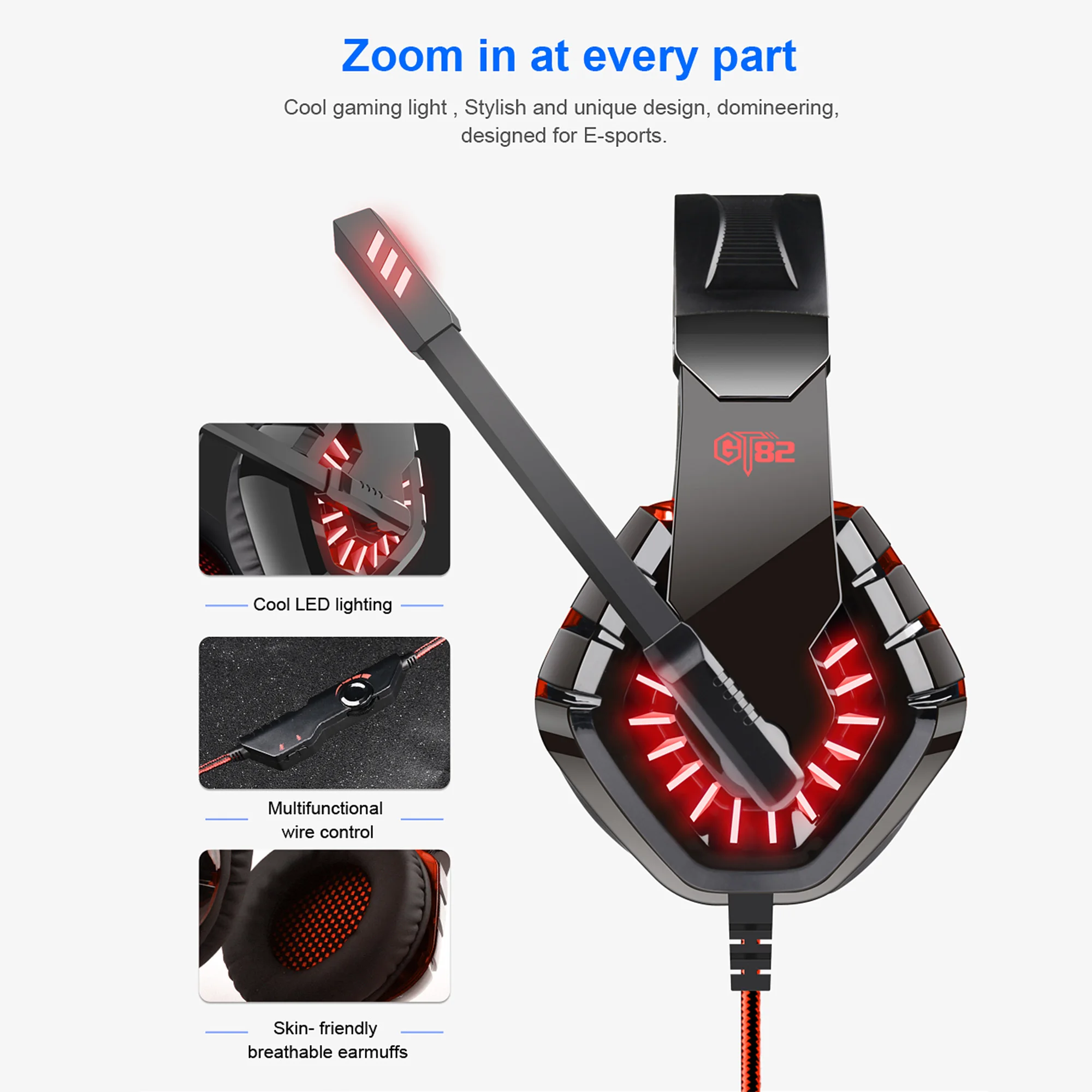 GT82 Headphones Stereo Gaming Headset With Microphone Suitable Computer PS4 Mobile OVLENG Usb 3 5mm Noise Reduction Low Accent