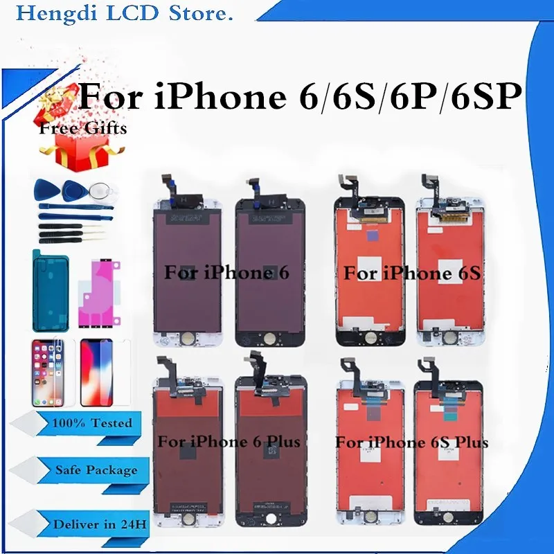 

100% Tested Screen For iPhone 6 6S Plus 6P 6SP LCD Display Touch Screen Digitizer Assembly Black White Pantalla Replacement