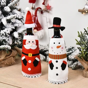 

1pcs Christmas Wine Bottle Cover Santa Apron with Hat Table Decor New Year Christmas Party Decoration