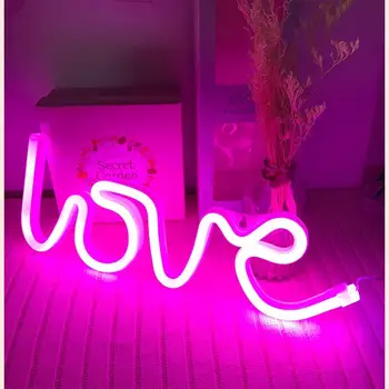 Led Nachtlampje Batterij Usb Opladen Liefde Decoratieve Letters Vakantie Flamingo Cactus Hart Cloud Night Lamp Kinderen Geschenken