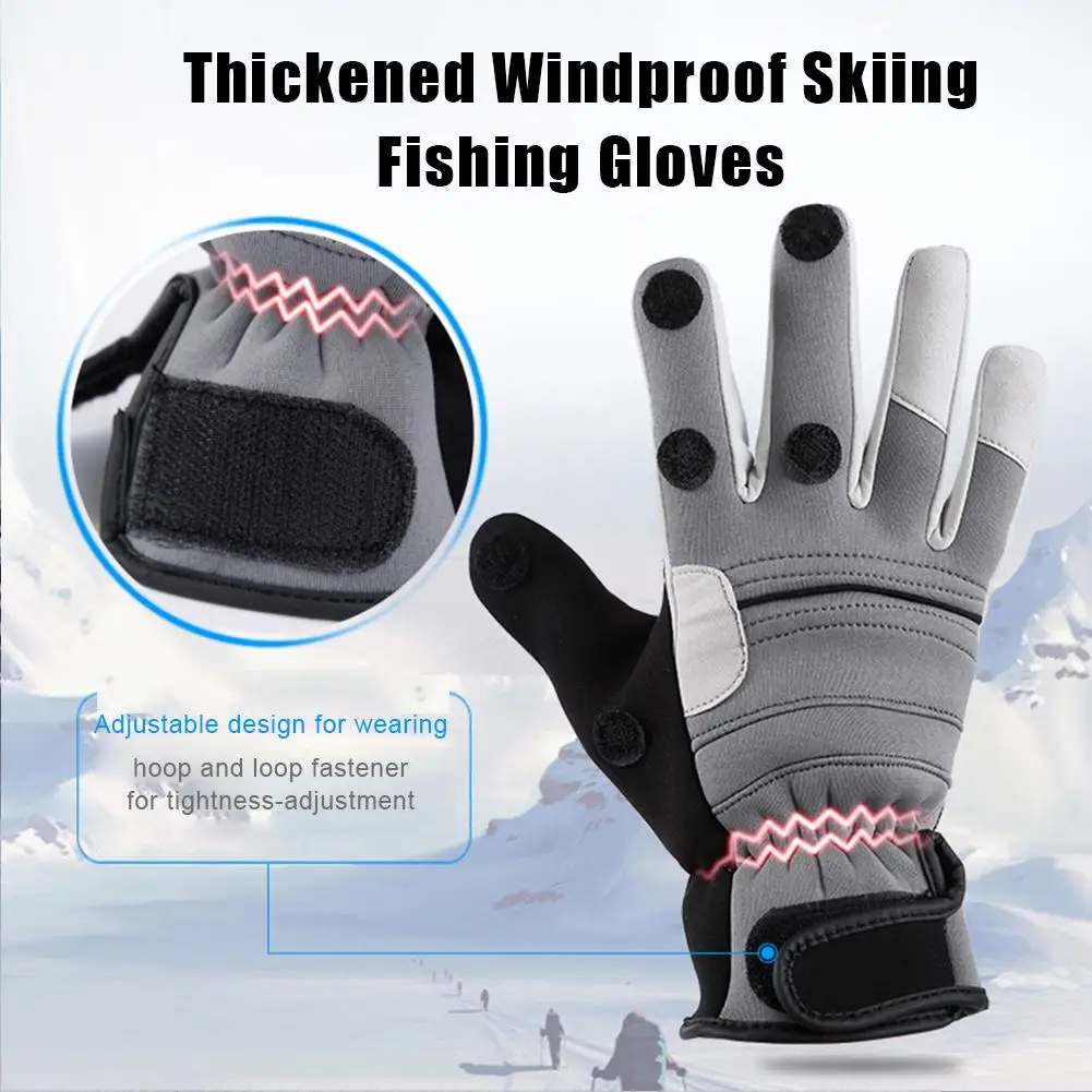Хлопковые бархатные перчатки для подледной рыбалки, зимние ветрозащитные перчатки для рыбалки, перчатки для рыбалки с сенсорным экраном с 3 вырезами пальцев, универсальная горячая распродажа