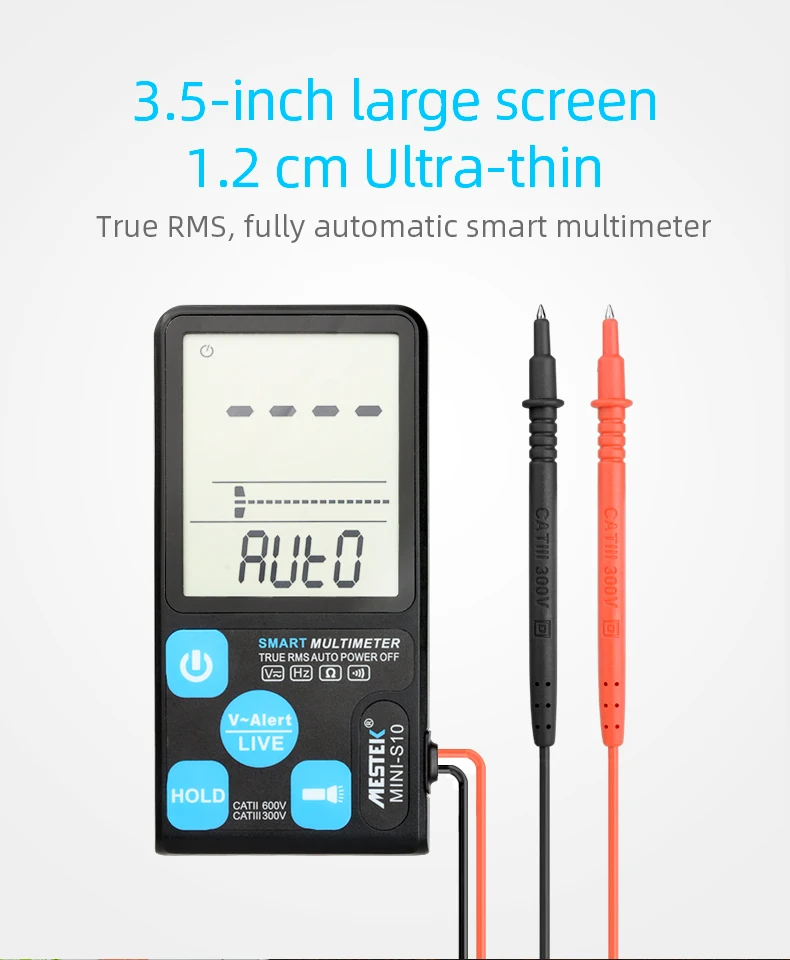 MESTEK ультра-Портативный цифровой мультиметр с большим 3,5 дюймов ЖК-дисплей 3 он-лайн Дисплей вольтметр переменного тока в постоянный Напряжение бесконтактная проверка напряжения переменного сопротивления Ом Гц Тестер