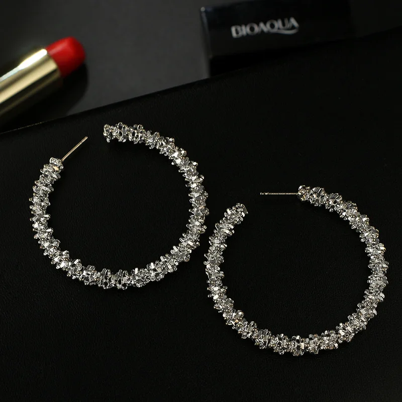 Новая мода, золотые, серебряные, цветные геометрические массивные серьги-кольца для женщин, большие круглые серьги, серьги-кольца