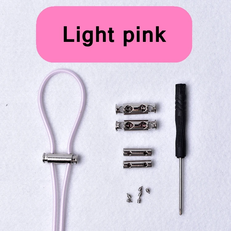 Light pink 1 пара, 16 цветов, круглые эластичные шнурки для обуви без галстука, шнурки для детей и взрослых, шнурки с металлическим замком и кнопками, шнурки для кроссовок - Цвет: Light pink