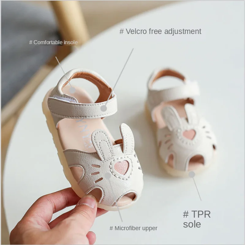 New Summer Baby Shoes Leather Soft Sole Kids Sandals Closed Toe Cute Toddler Girls Sandals 15-25