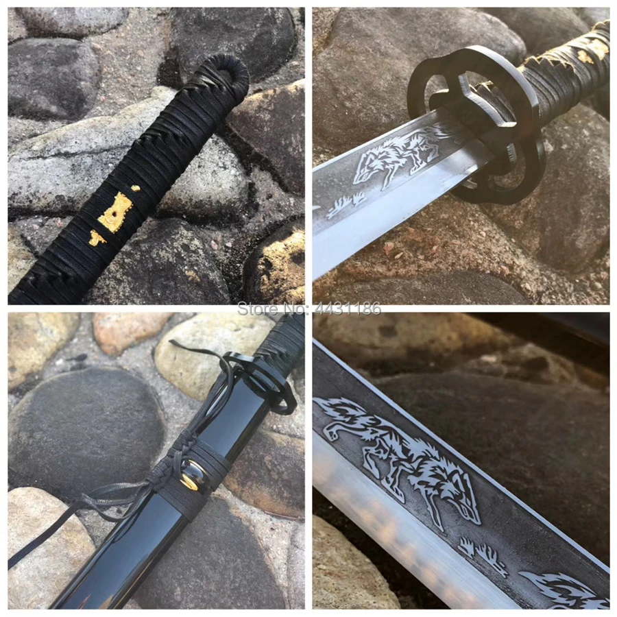 Unique Wolf Blade Battle Knife Saber Strong High Manganese Steel Sharp Japanese Samurai Sword Katana