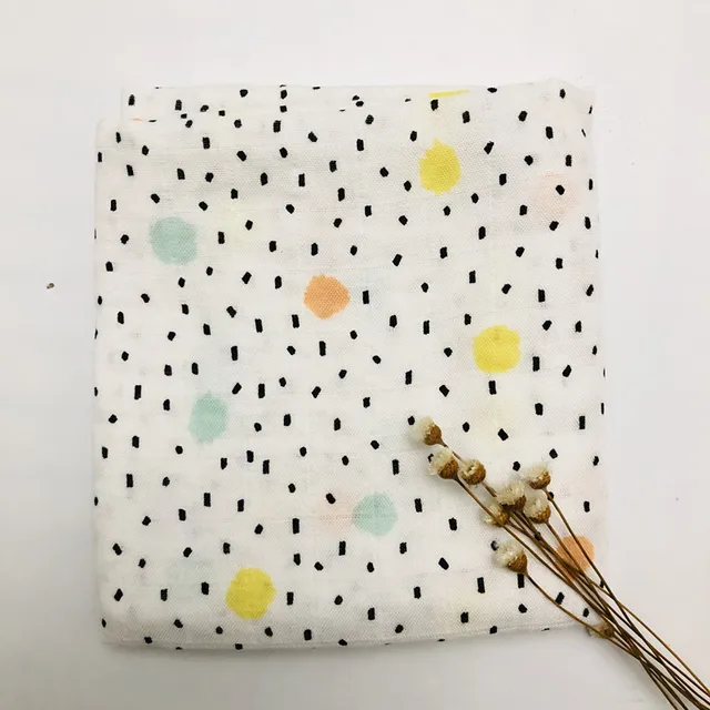 60*60cm Muslin Bamboo Cotton Baby Blanket Baby Newborn Blankets Newborn Swaddle Wrap Burp Cloths Towel Pielucha dropshipping Dot