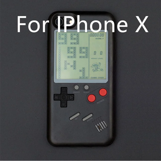 Ретро Tetris Gameboy корпус для игрового контроллера чехол для iPhone X 8 7 6 6S Plus Мягкий ТПУ силиконовый чехол для мальчиков чехол Аксессуары - Цвет: Black for X